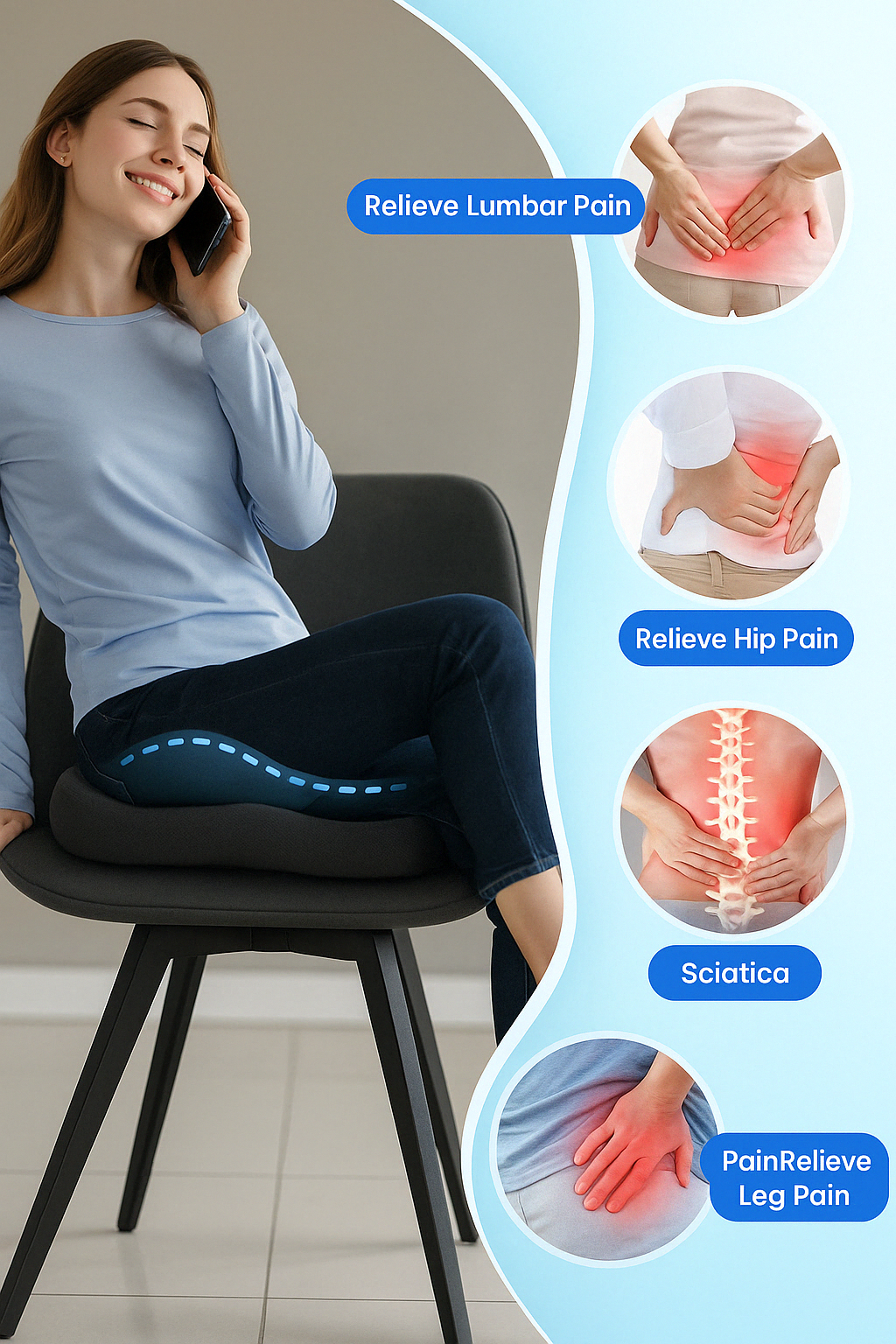 Ergonomic 3D Car seat cushion