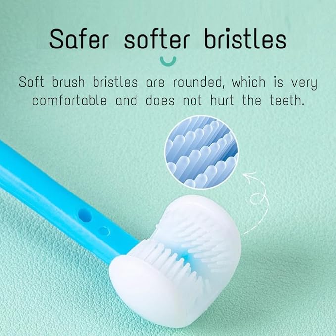 2X Three-Sided Children's Toothbrush -  (Blue + Pink )