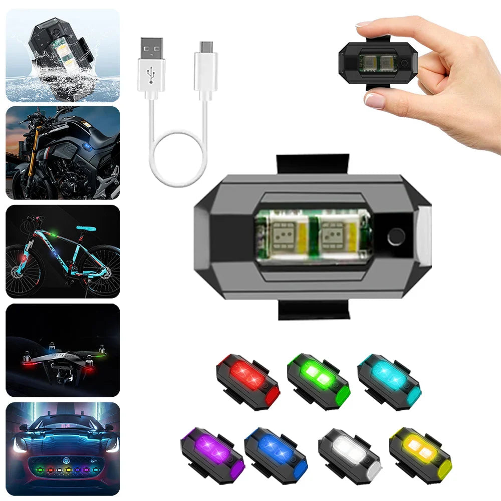 7 Colors LED Strobe Lights & USB Charging