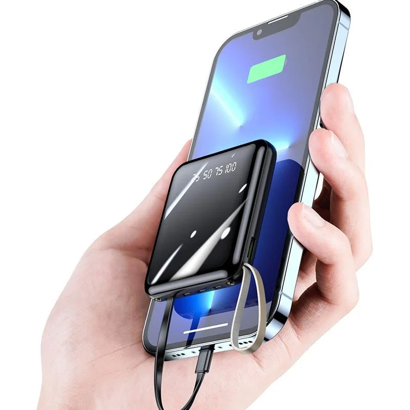 Mini Power Bank with Built-in Cables