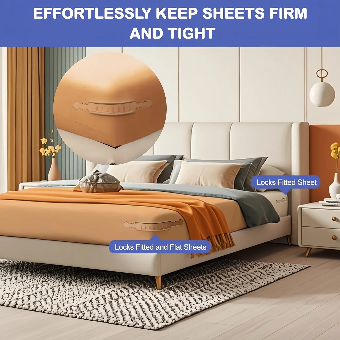 4x Sheet Secure Lock - Keep Your Bed Tidy & Comfortable